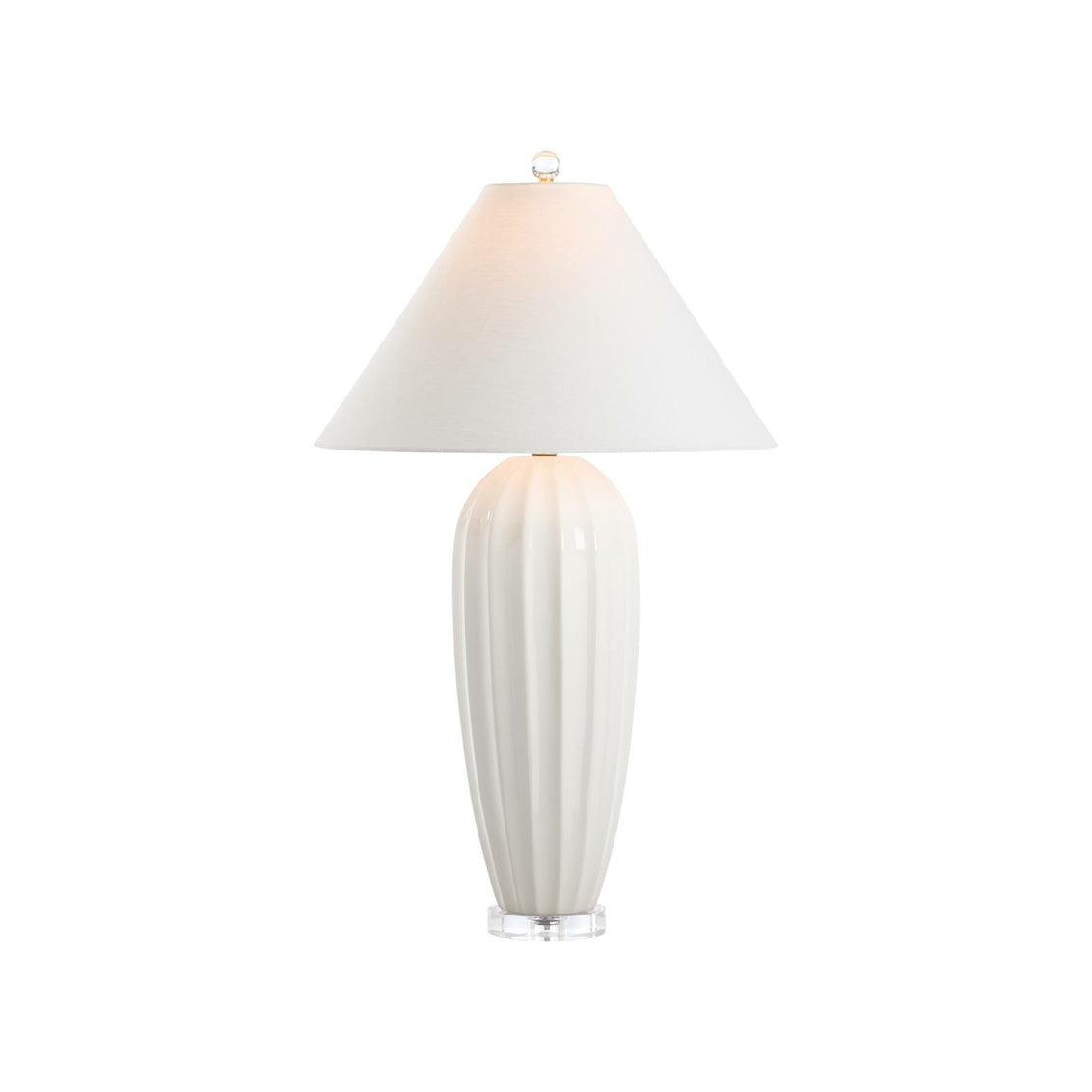 Roberson Lamp - White in White Glaze / Ceramic/Porcelain - Chelsea House