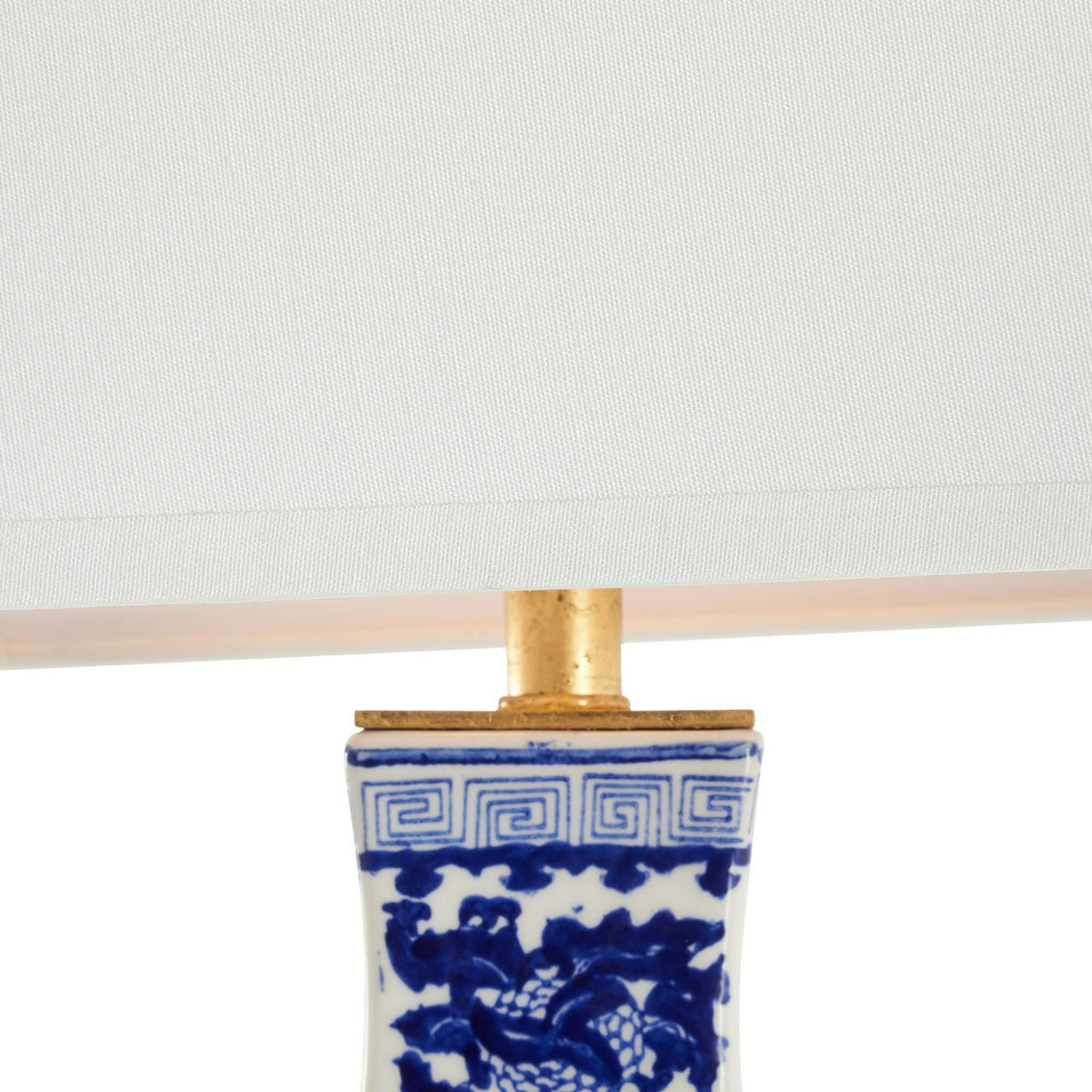 Square Double Gourd Lamp in Blue/White Glaze / Ceramic/Porcelain - Chelsea House