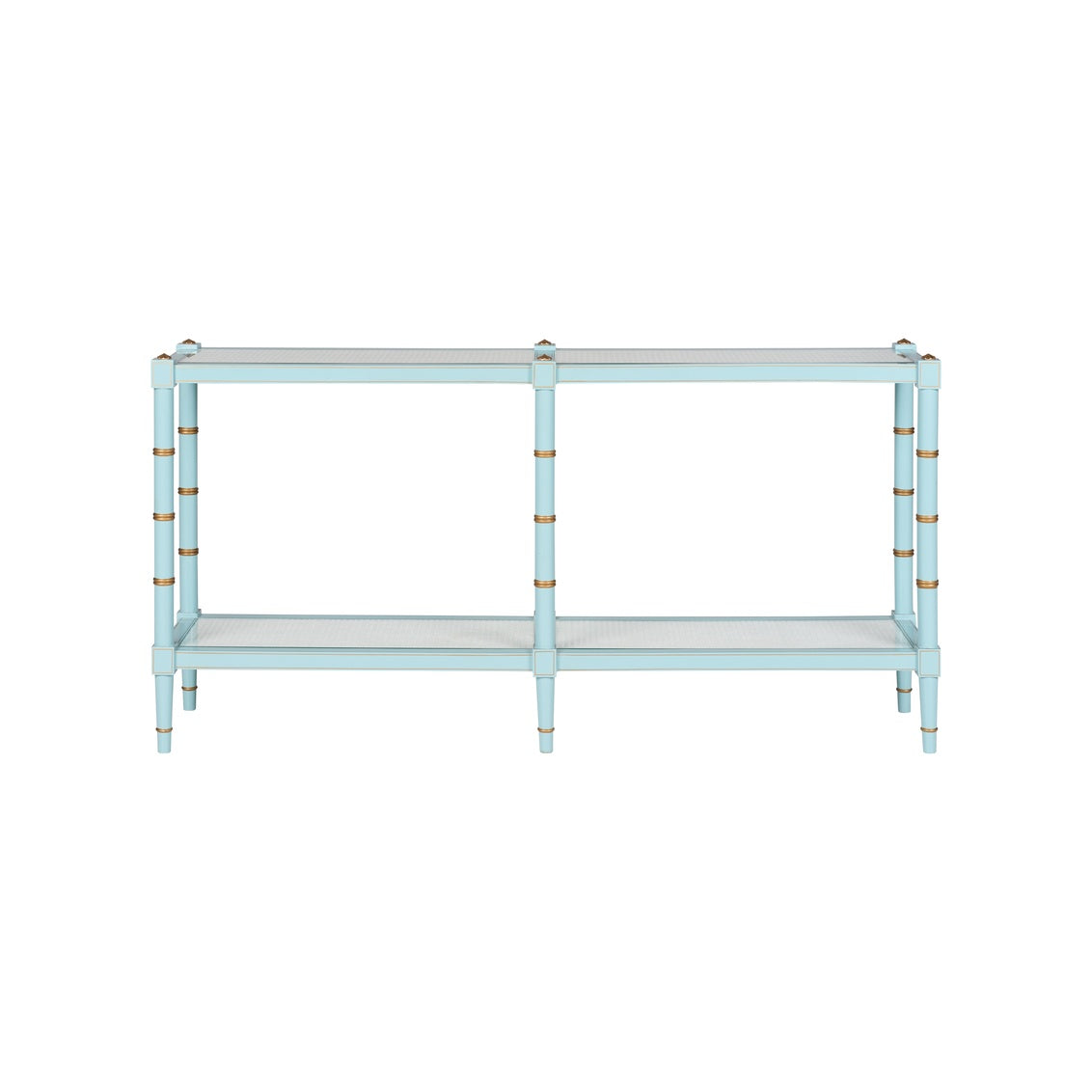 Conner Cane Sofa Table Blue