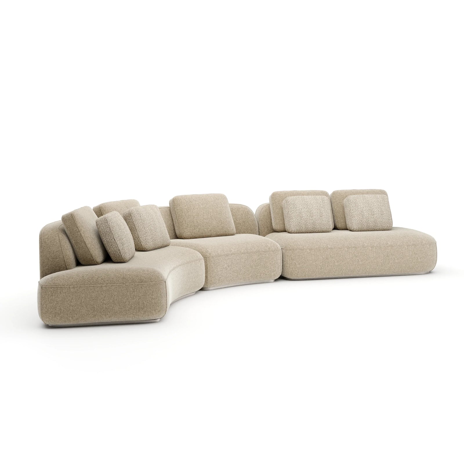 Sasso 3Pc Curved Sofa - Oatmeal