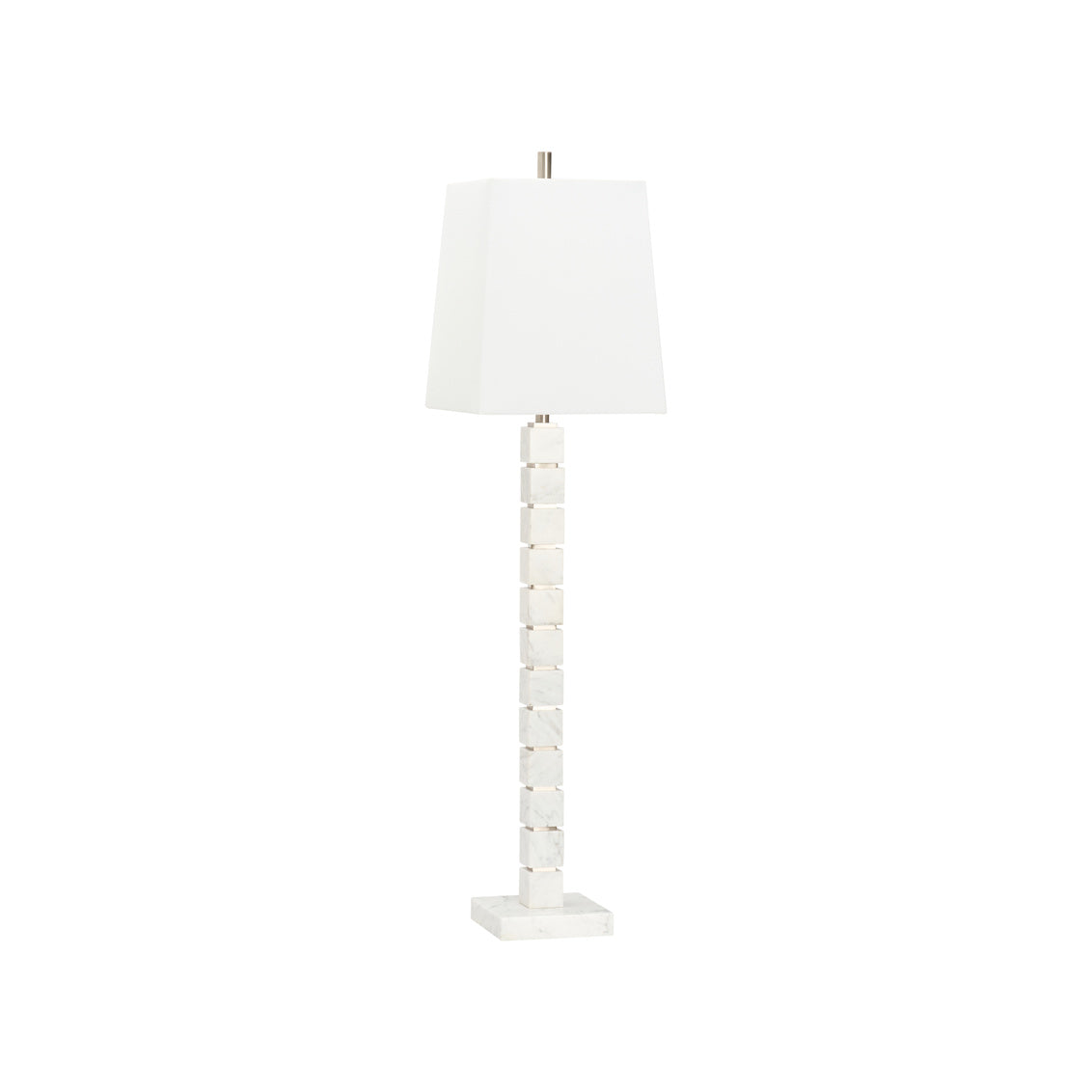 Astor Buffet Lamp Satin Nickel & White Marble