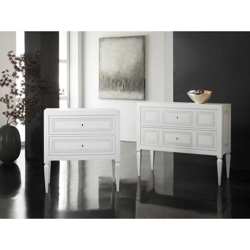 Milan Bedside-White Linen with Grey Accent