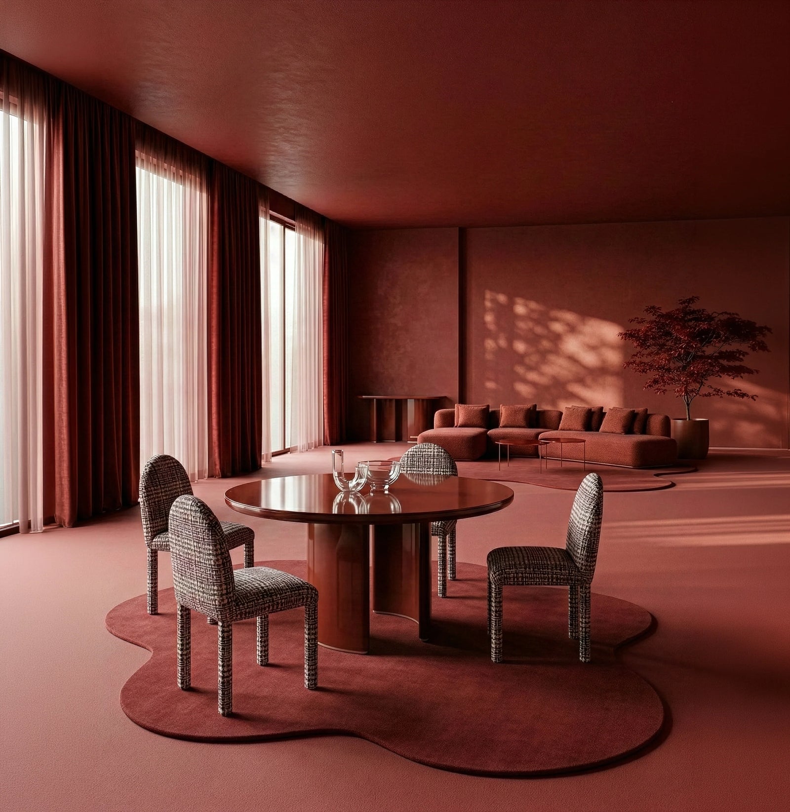 Tobie Round Dining Table - Rouge