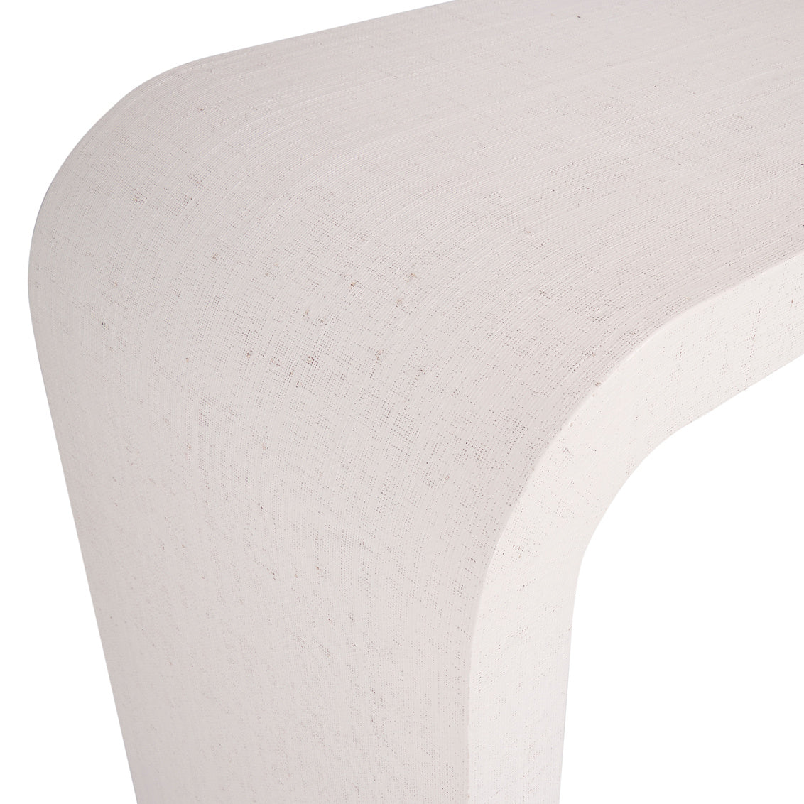 Waterfall Console - White in White/Antique Brass / Raffia - Chelsea House