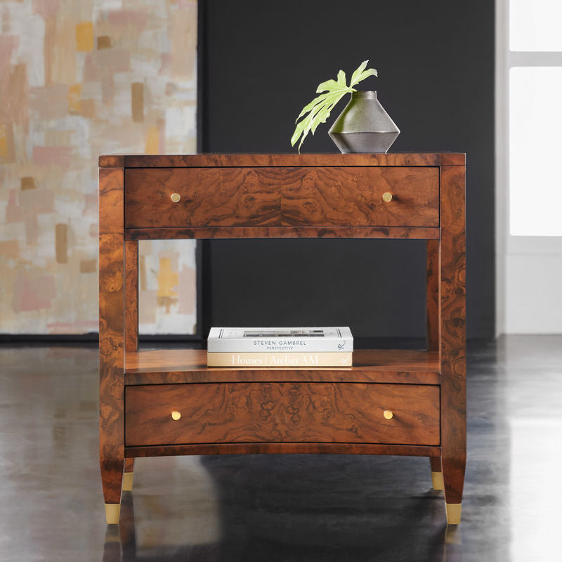 Concave Nightstand-Walnut Burl
