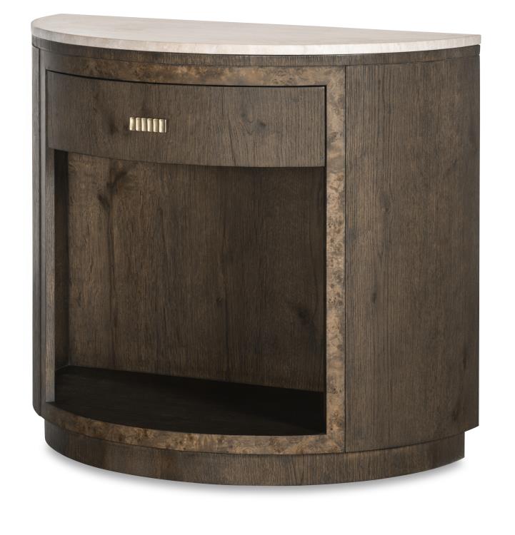 Monterey Demilune Nightstand W/Travertine - Hawthorne Dark