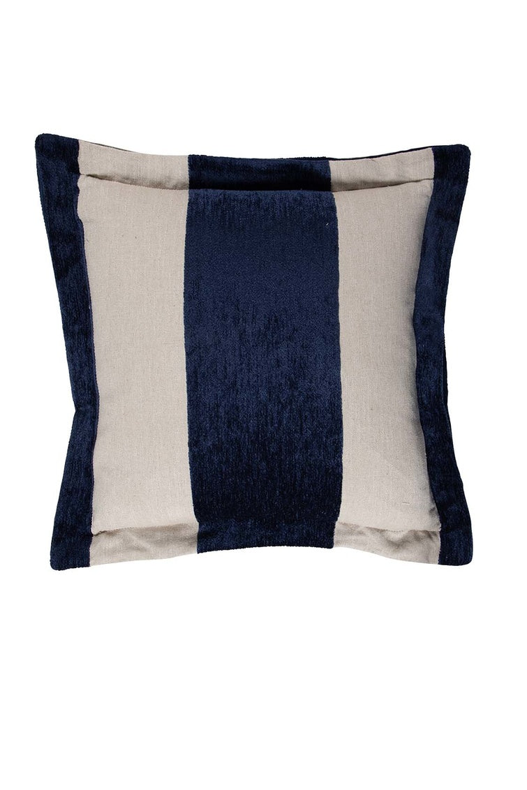 Wide Stripe Chenille Navy Feather 26x26