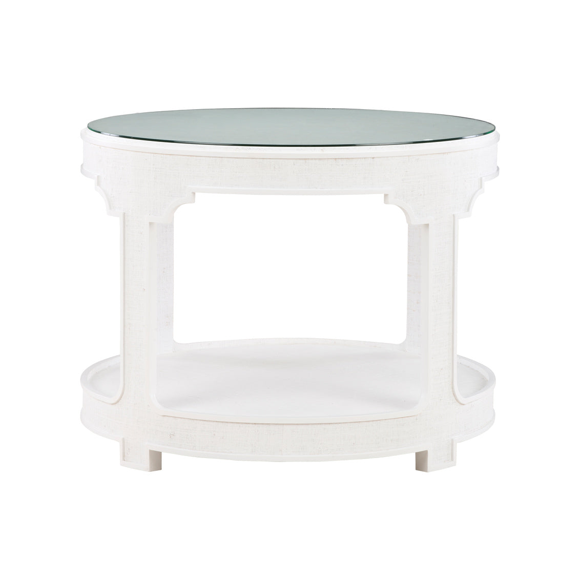Yangon Hall Table - White in White/Gold / Raffia - Chelsea House
