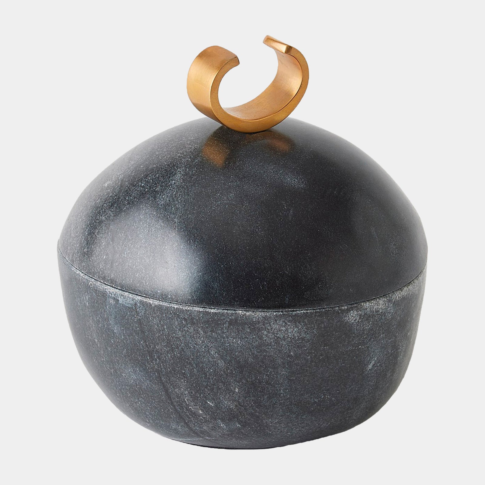 Caillou Lidded Pot-Black Marble-Lg