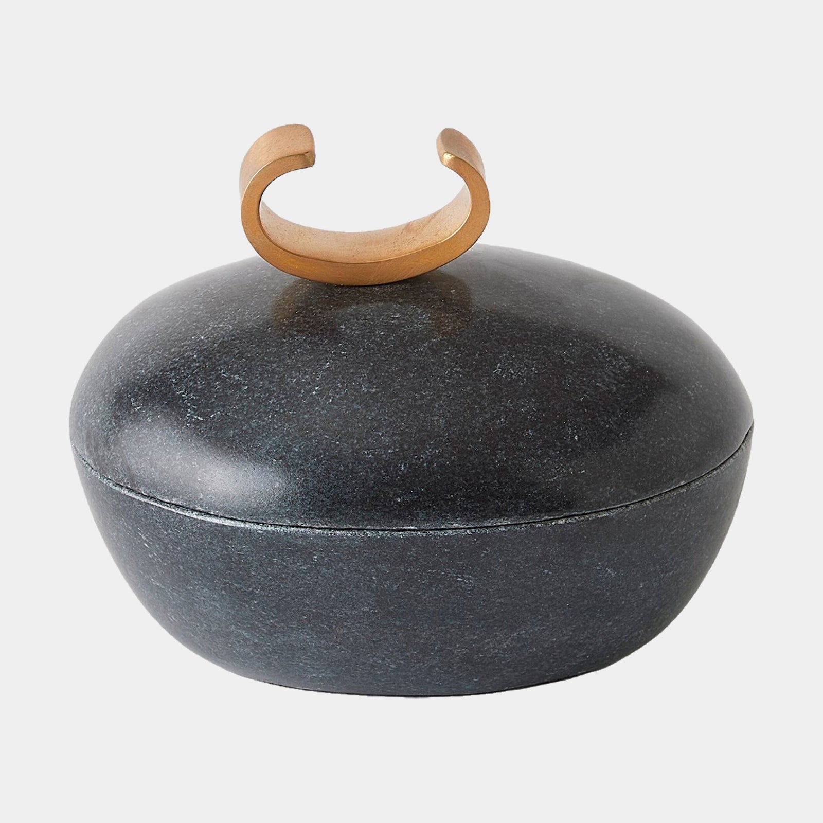 Caillou Lidded Pot-Black Marble-Med