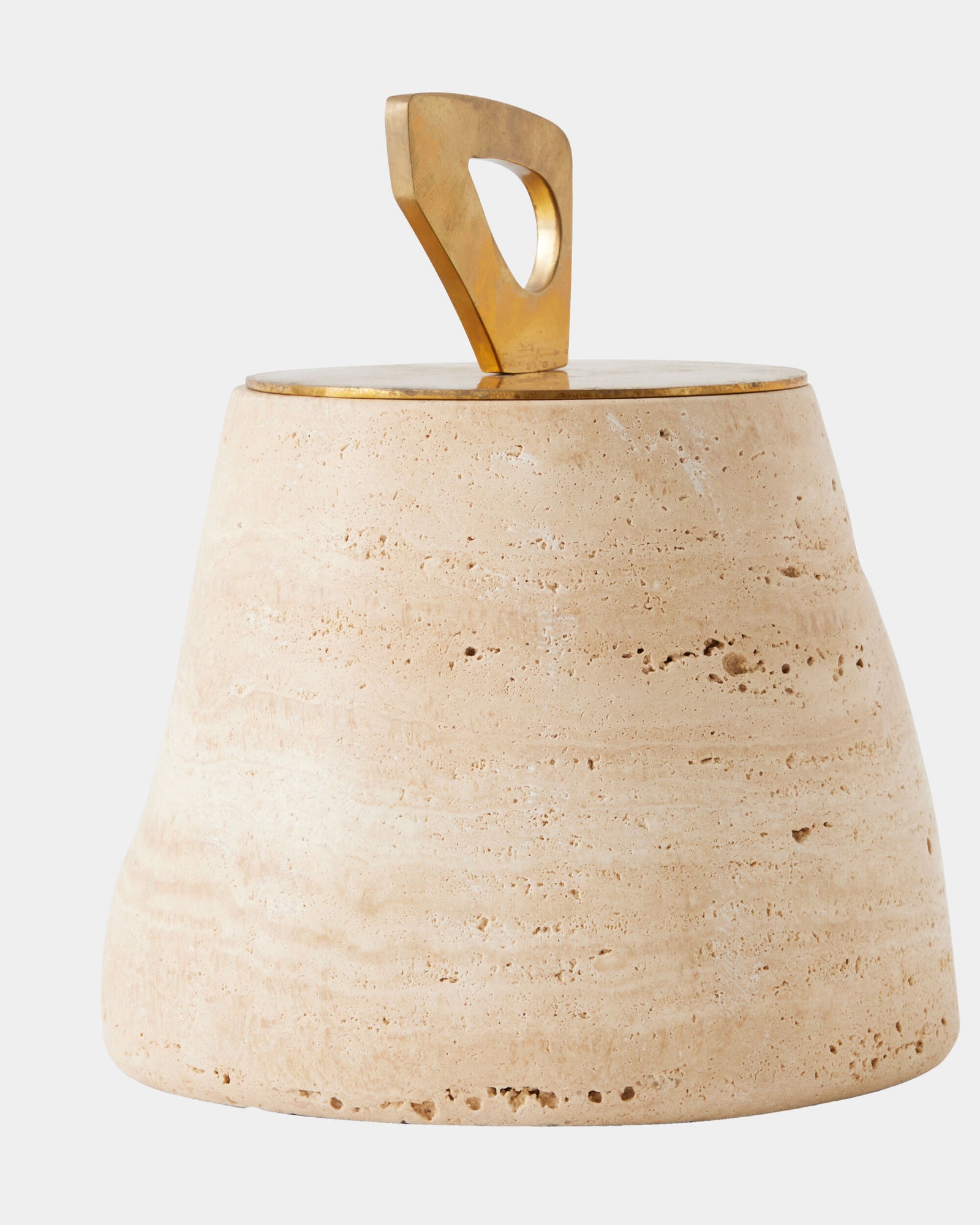 Bocal Lidded Pot-Travertine-Lg