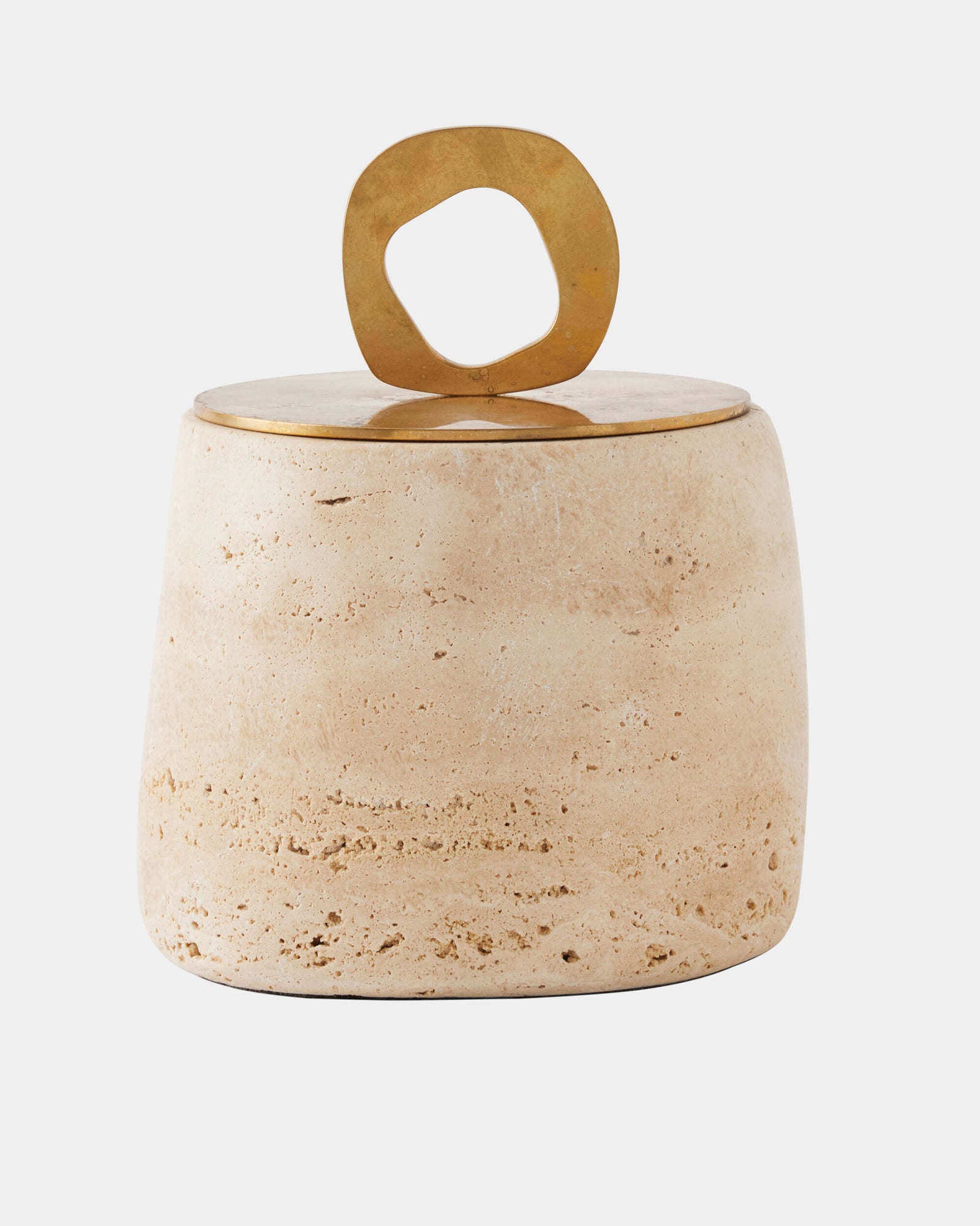 Bocal Lidded Pot-Travertine-Med