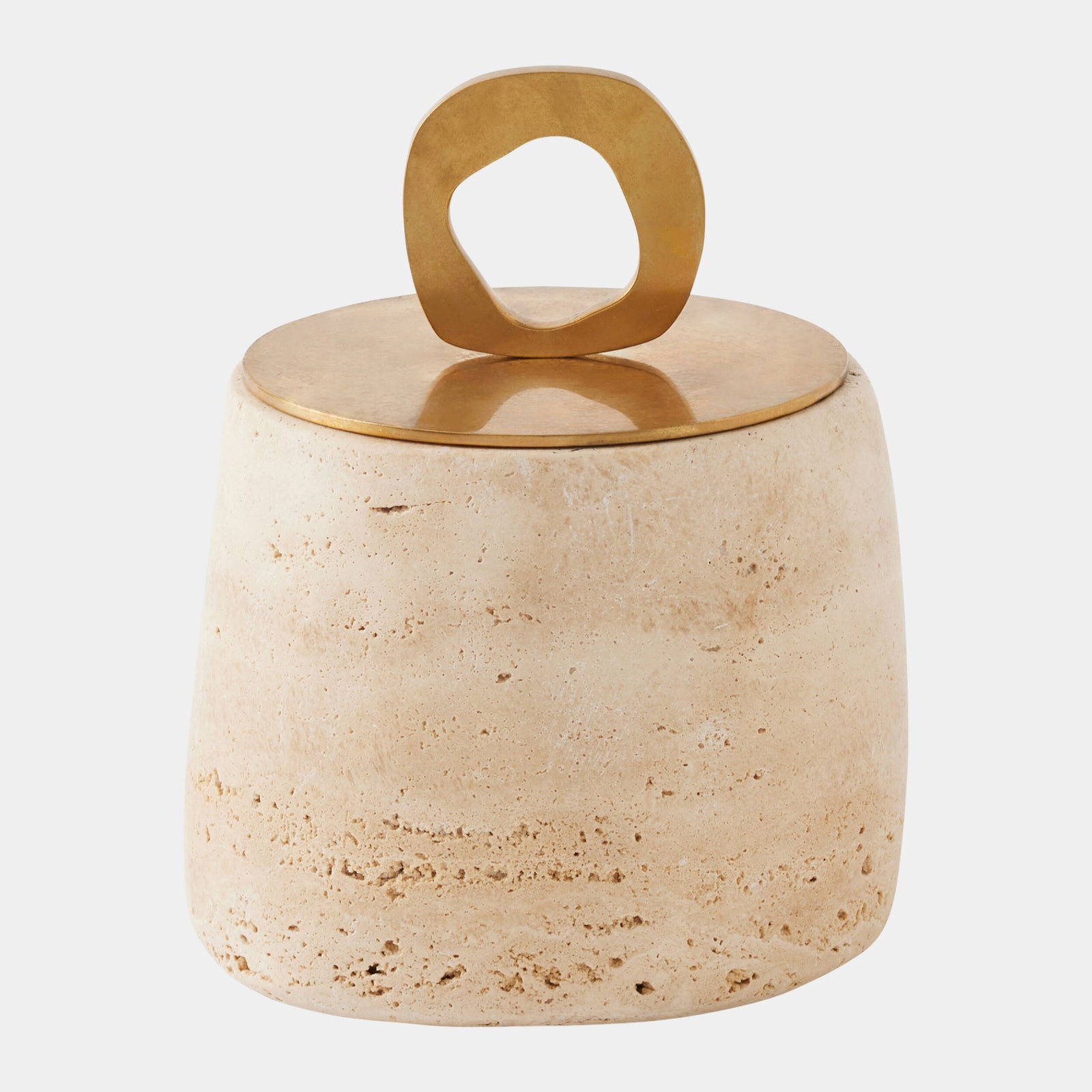 Bocal Lidded Pot-Travertine-Med