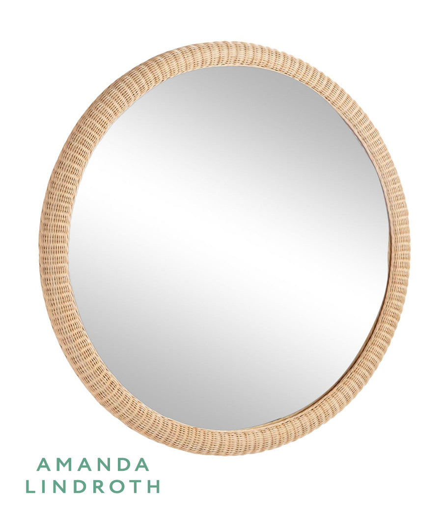 Dunmore Round Wicker Mirror in Natural/Clear/Plain / Rattan - Chelsea House