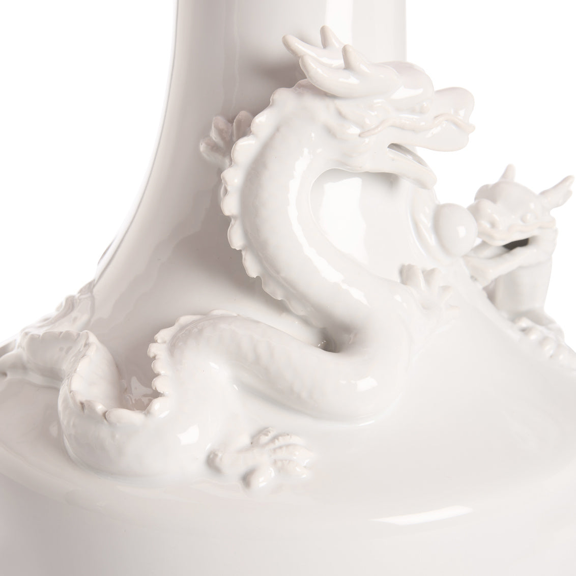 Pinyin Table Lamp - White Shade in White Glaze / Ceramic/Porcelain - Chelsea House