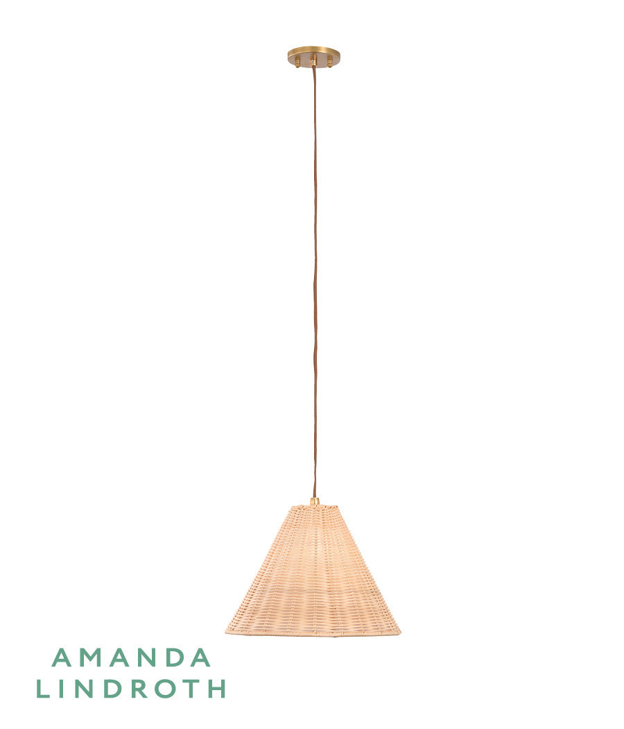 Uptown Pendant in Natural/Antique Brass / Rattan - Chelsea House