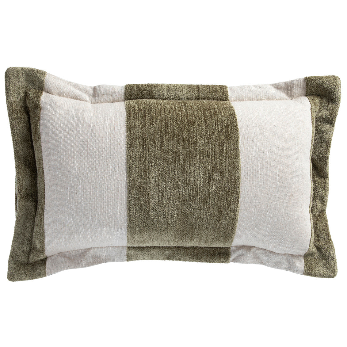 Wide Stripe Chenille Moss Feather 14x24
