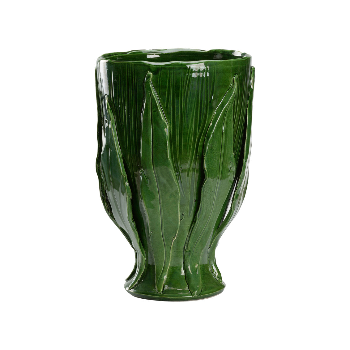 Umbria Footed Vase - Green in 14 / Ceramic/Porcelain - Chelsea House
