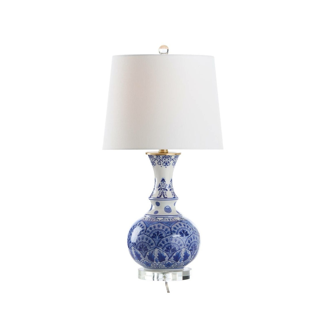 Marguerite Blue And White Lamp in Blue/White Glaze/Brushed Brass / Ceramic/Porcelain - Chelsea House
