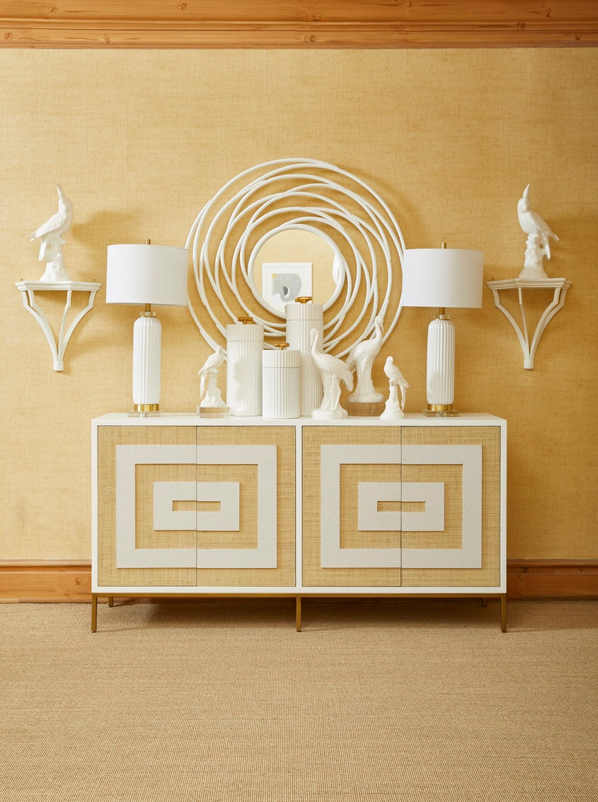 Swirl Mirror - White in 41.5 / Rattan - Chelsea House