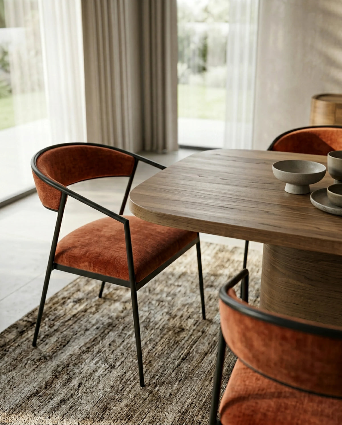 Dario Chocolate Arm Chair - Rouge