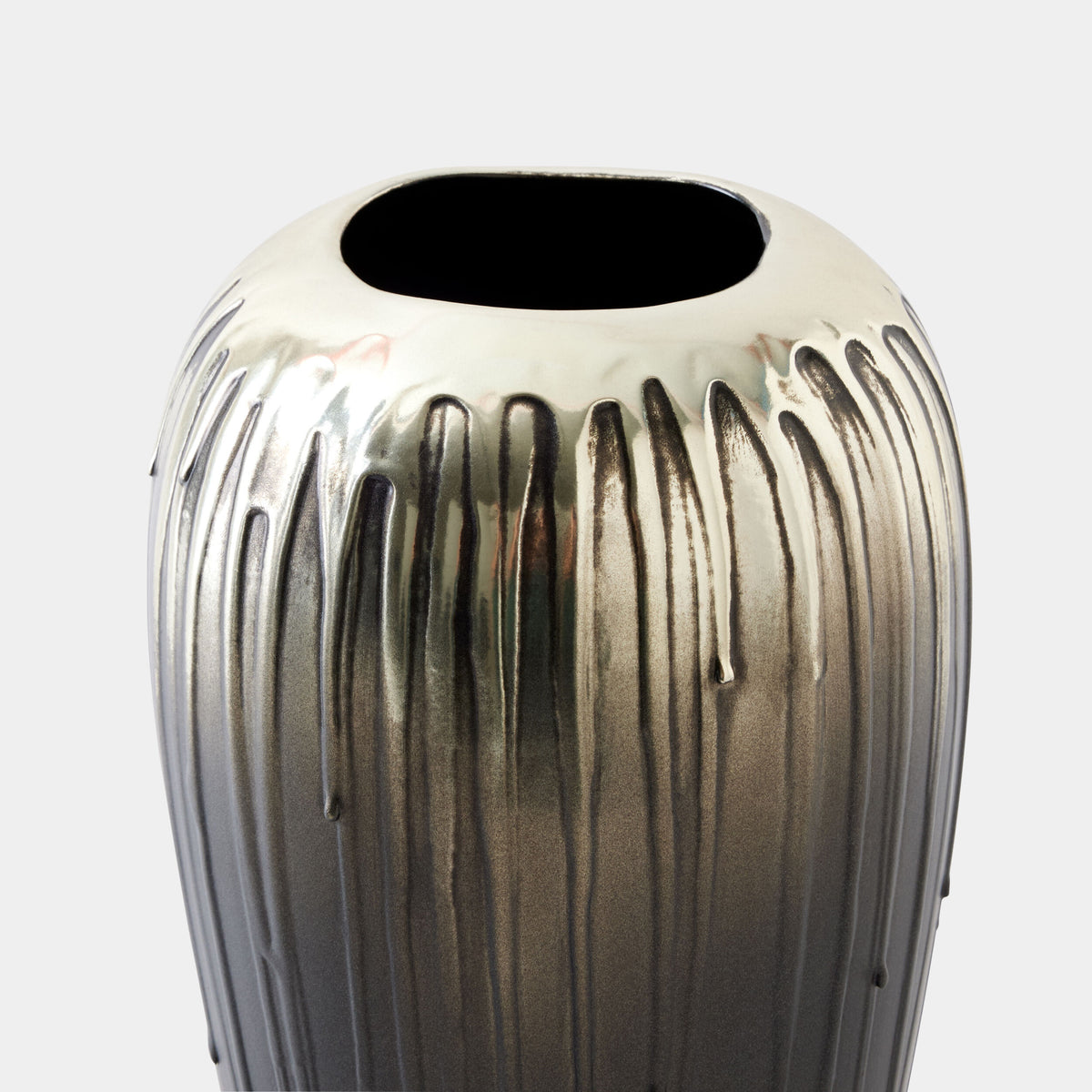Selena Textured Silver and Graphite Vase-Lg
