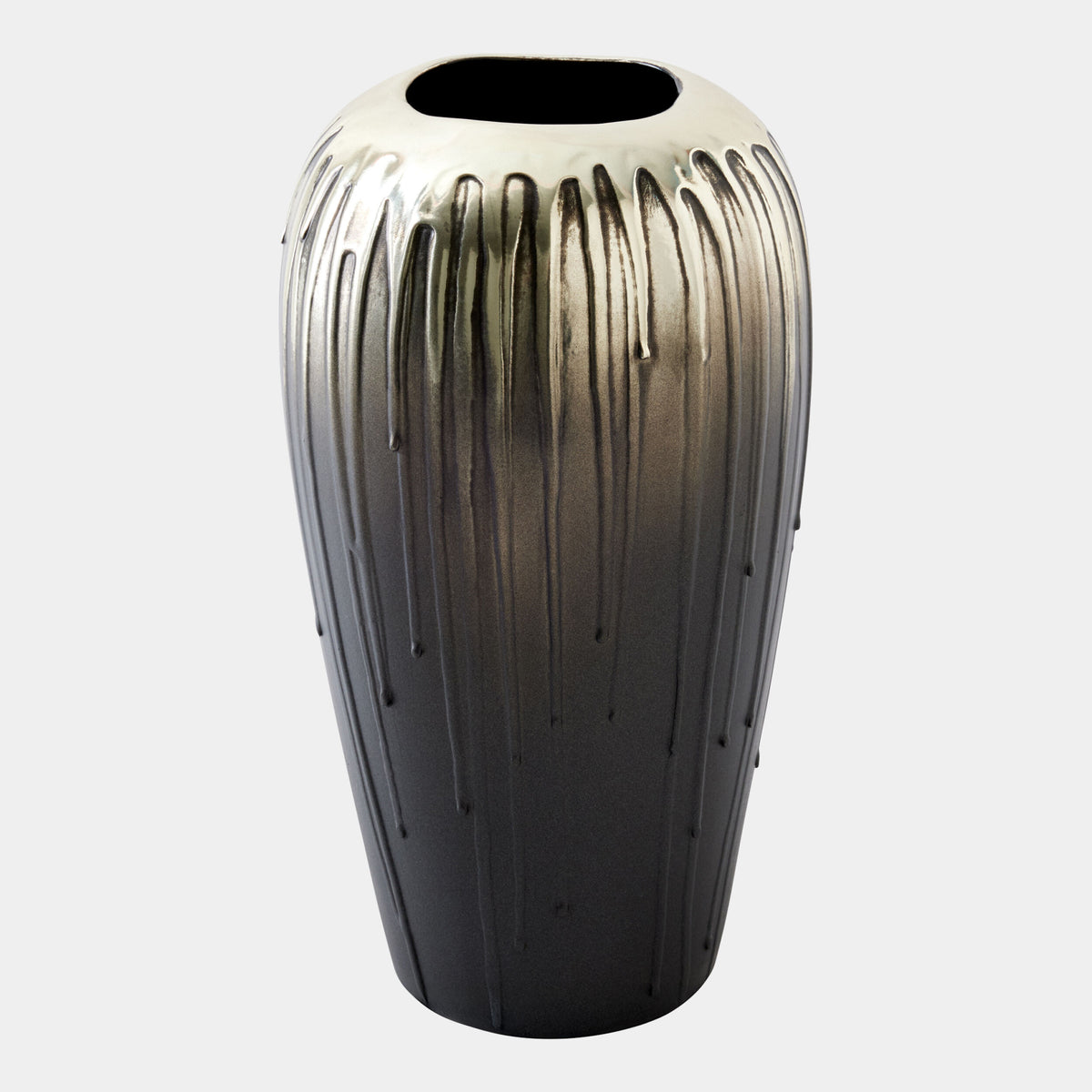 Selena Textured Silver and Graphite Vase-Lg