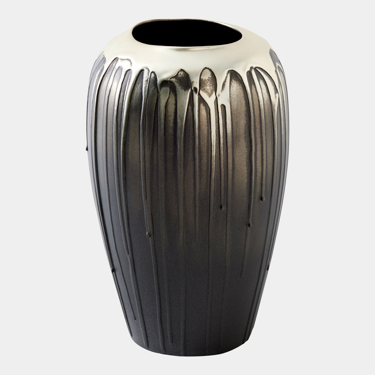 Selena Textured Silver and Graphite Vase-Med