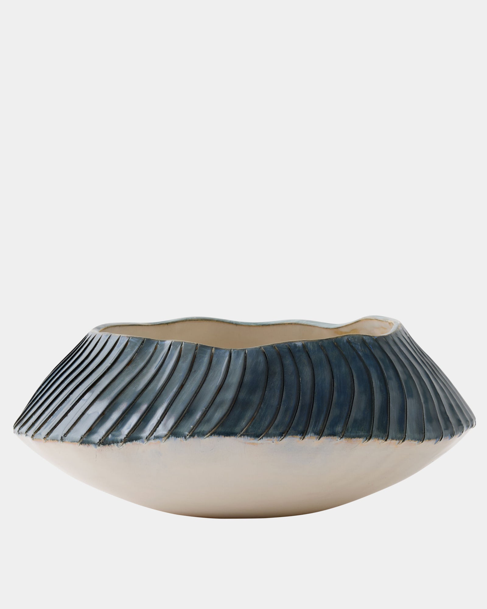 Aiden Etched Blue Rimed Planter