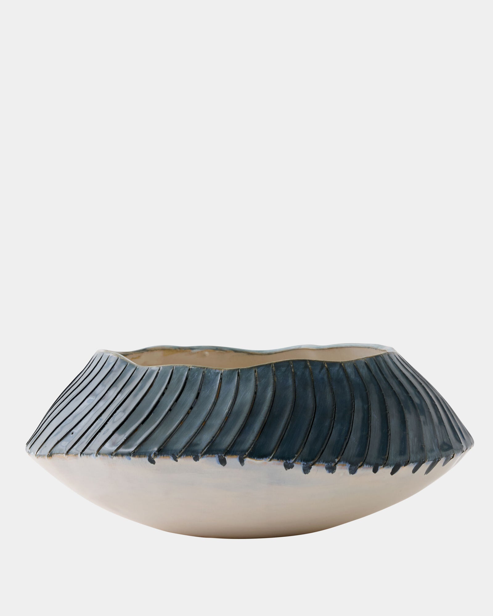 Aiden Etched Blue Rimed Planter
