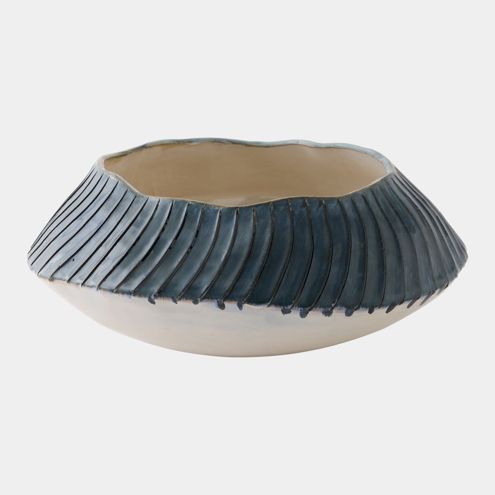 Aiden Etched Blue Rimed Planter