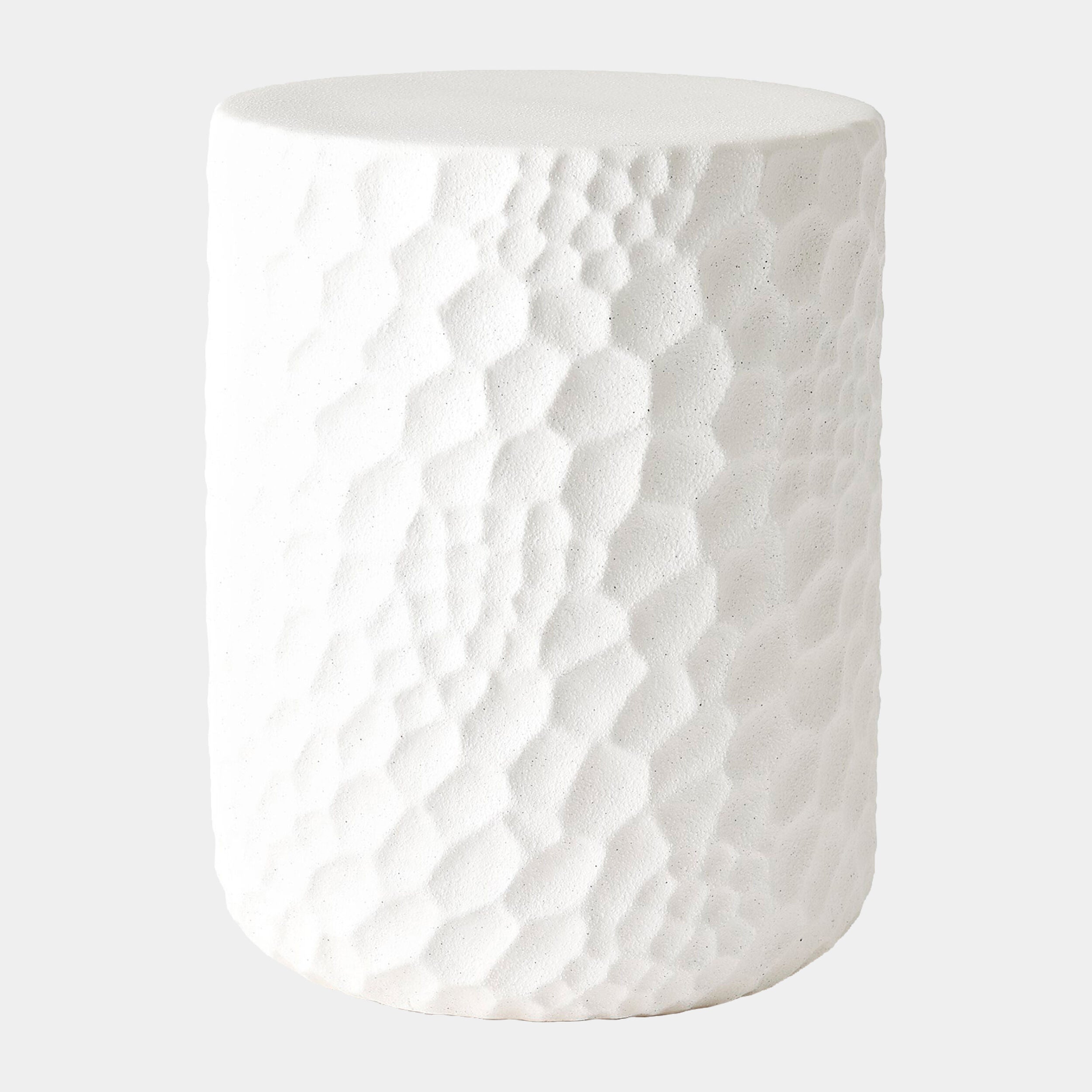 Brorie Chiseled Garden Stool-White