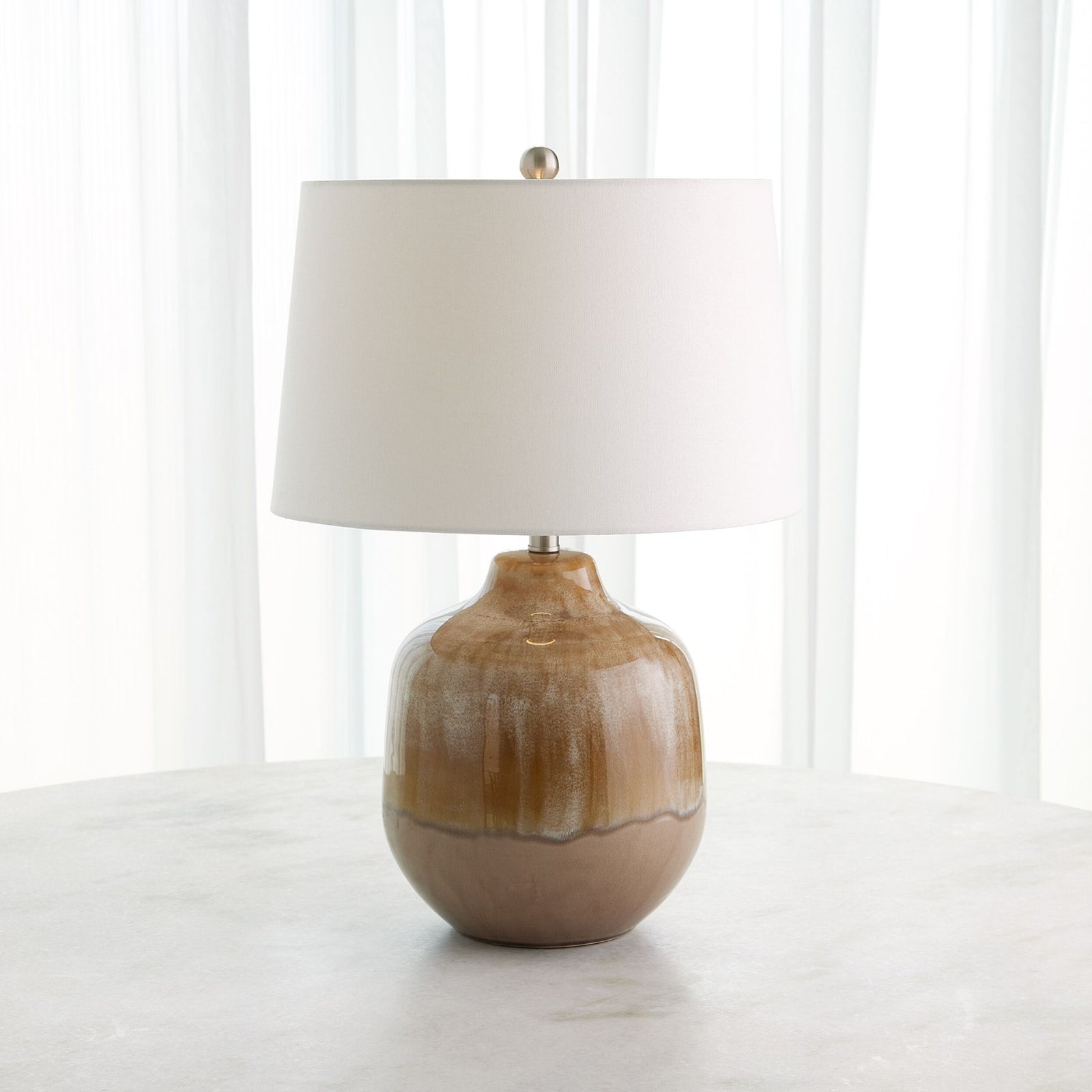 Magnus Earth Glazed Table Lamp-Brown