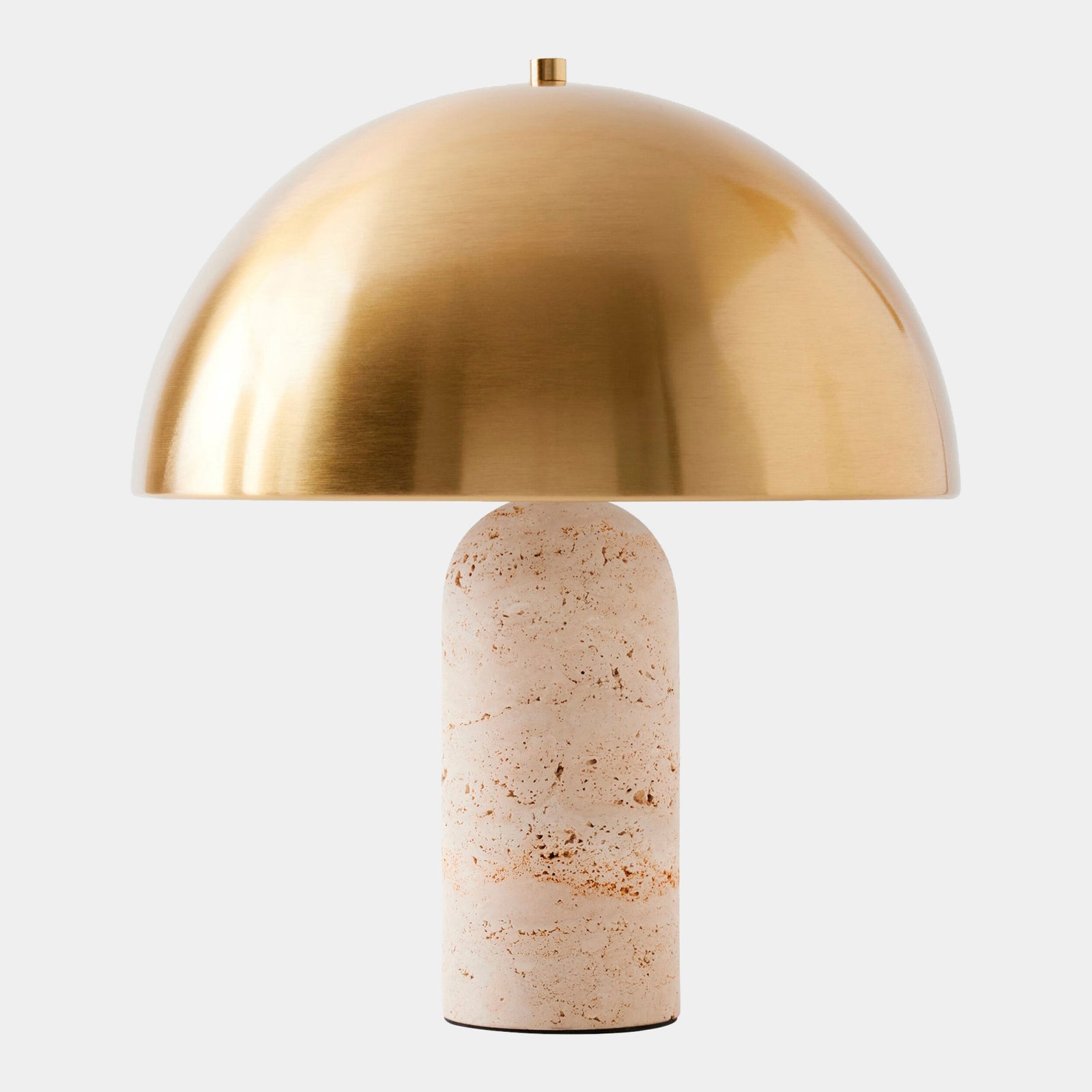 Carly Dome Table Lamp-Travertine/Brass