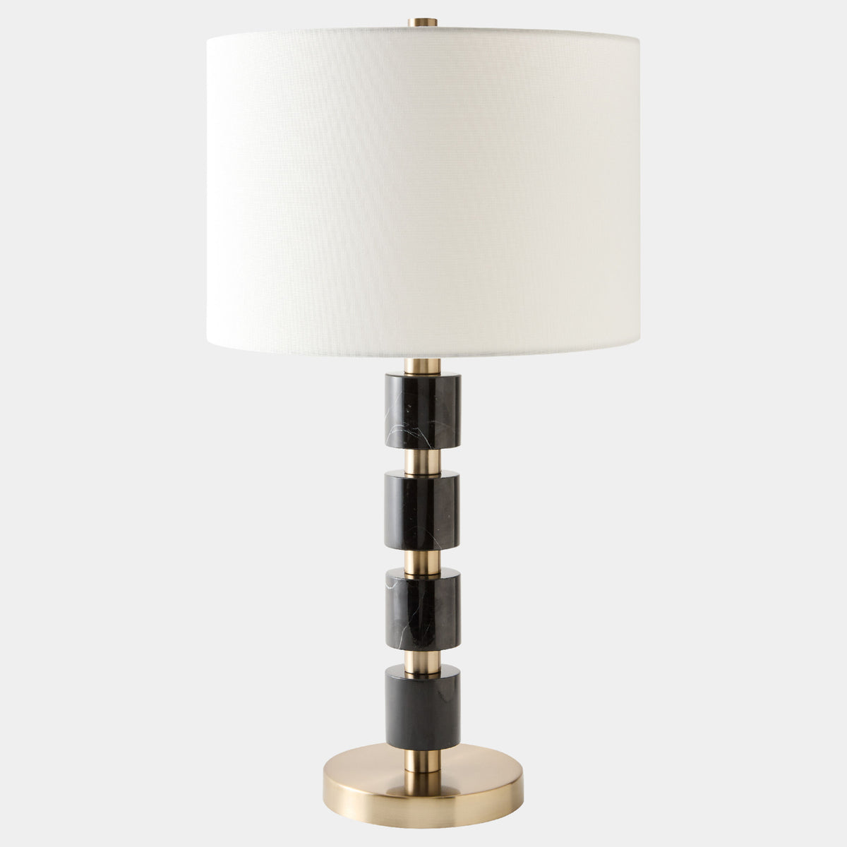 Veruca Stacked Marble/Metal Lamp-Black/Brass