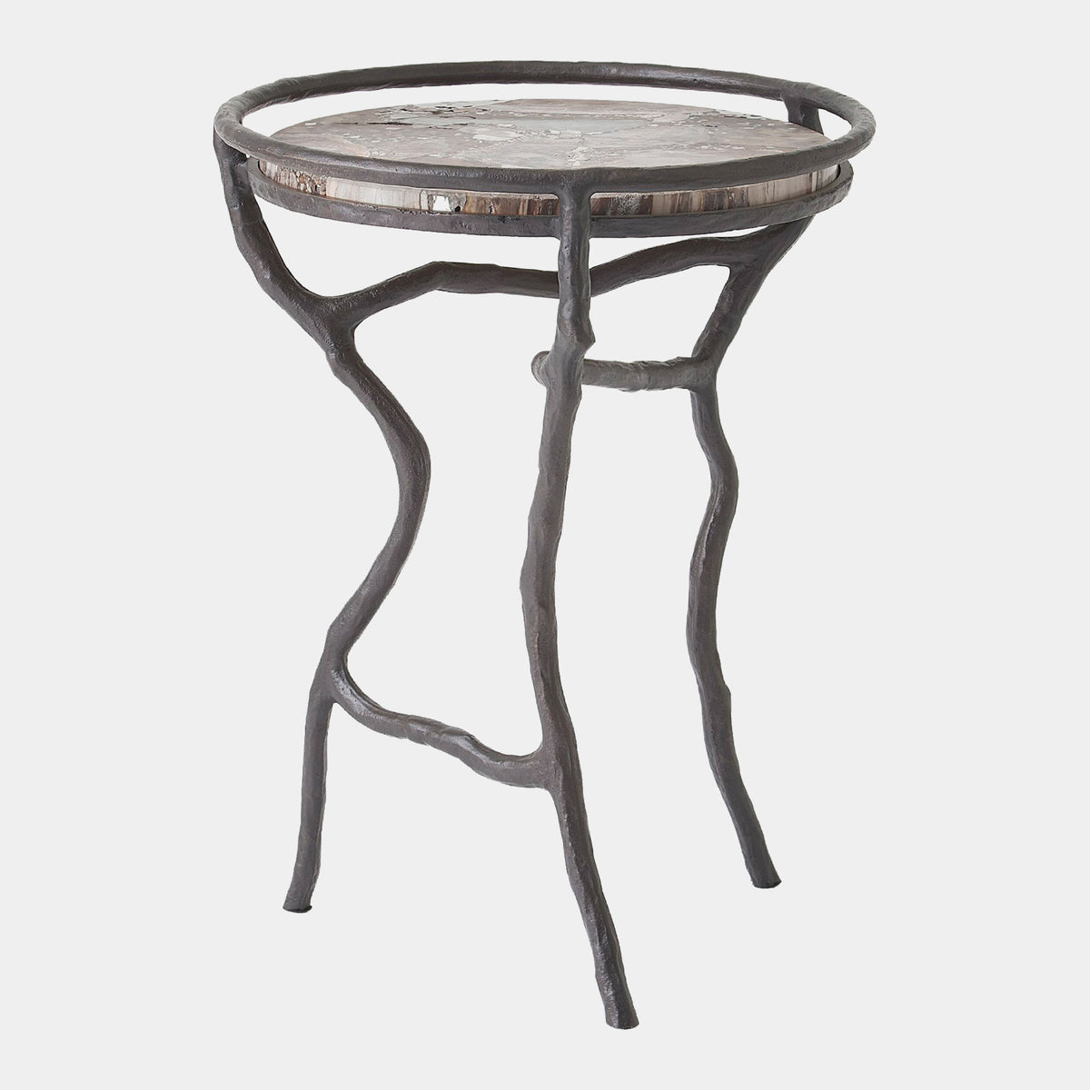 Callan Freeform Table-Bronze/Silver Travertine
