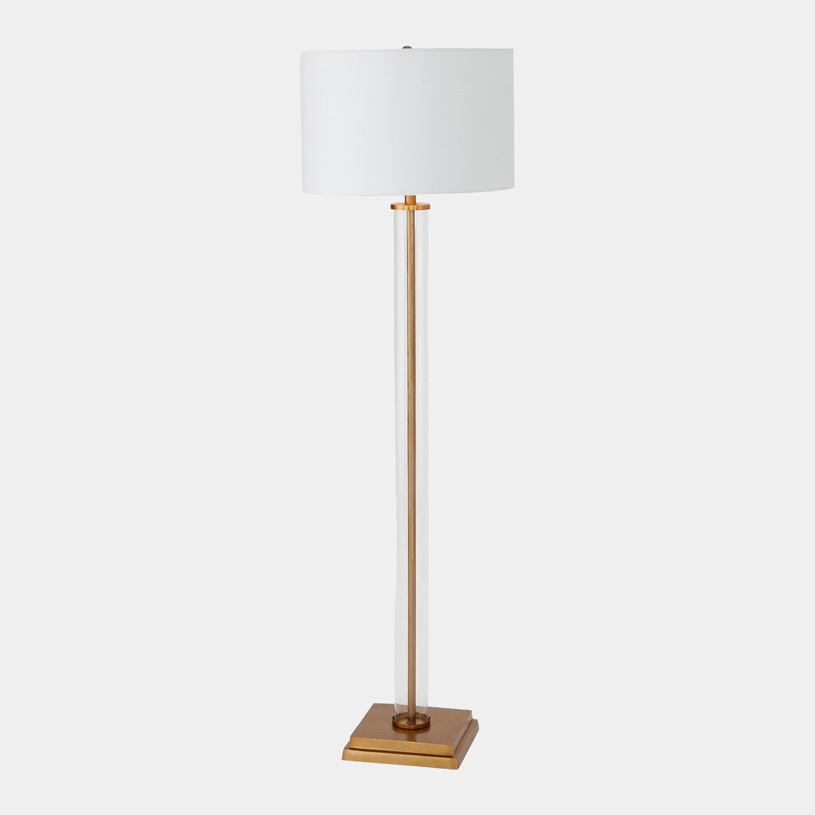 Franklin Glass Tube Floor Lamp-Antique Brass