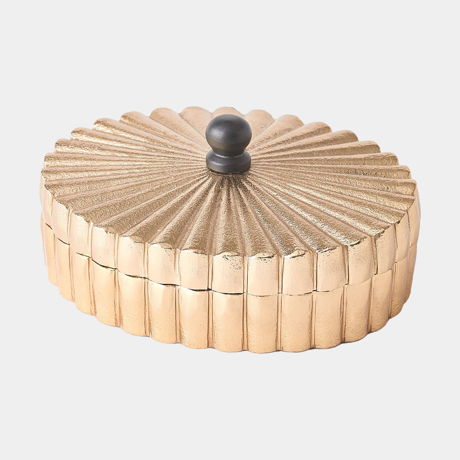 Milena Oval Box-Gold w/Black Knob