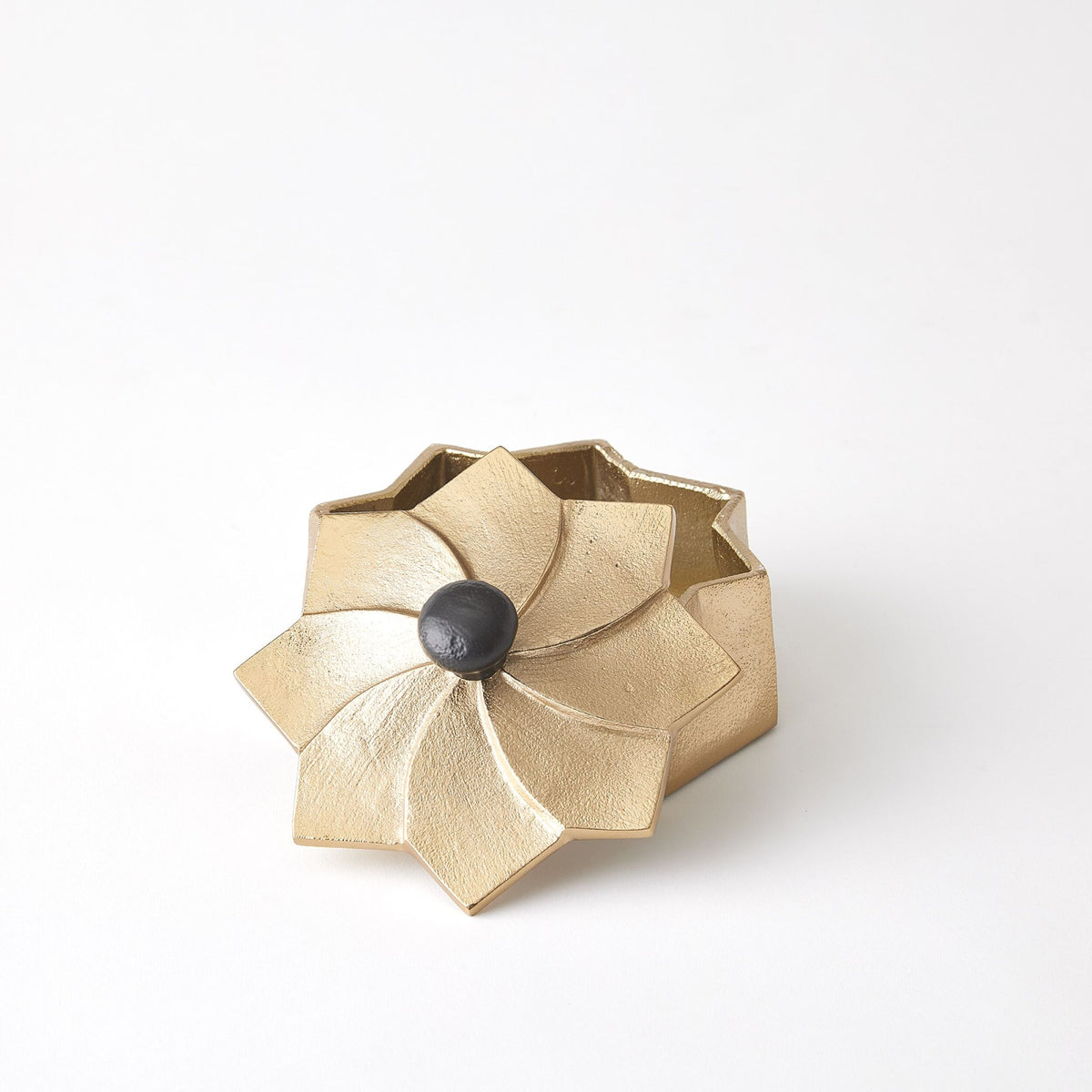 Milena Flower Box-Gold w/Black Knob