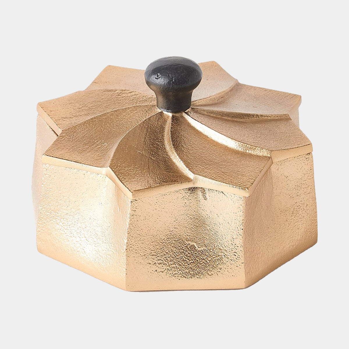 Milena Flower Box-Gold w/Black Knob