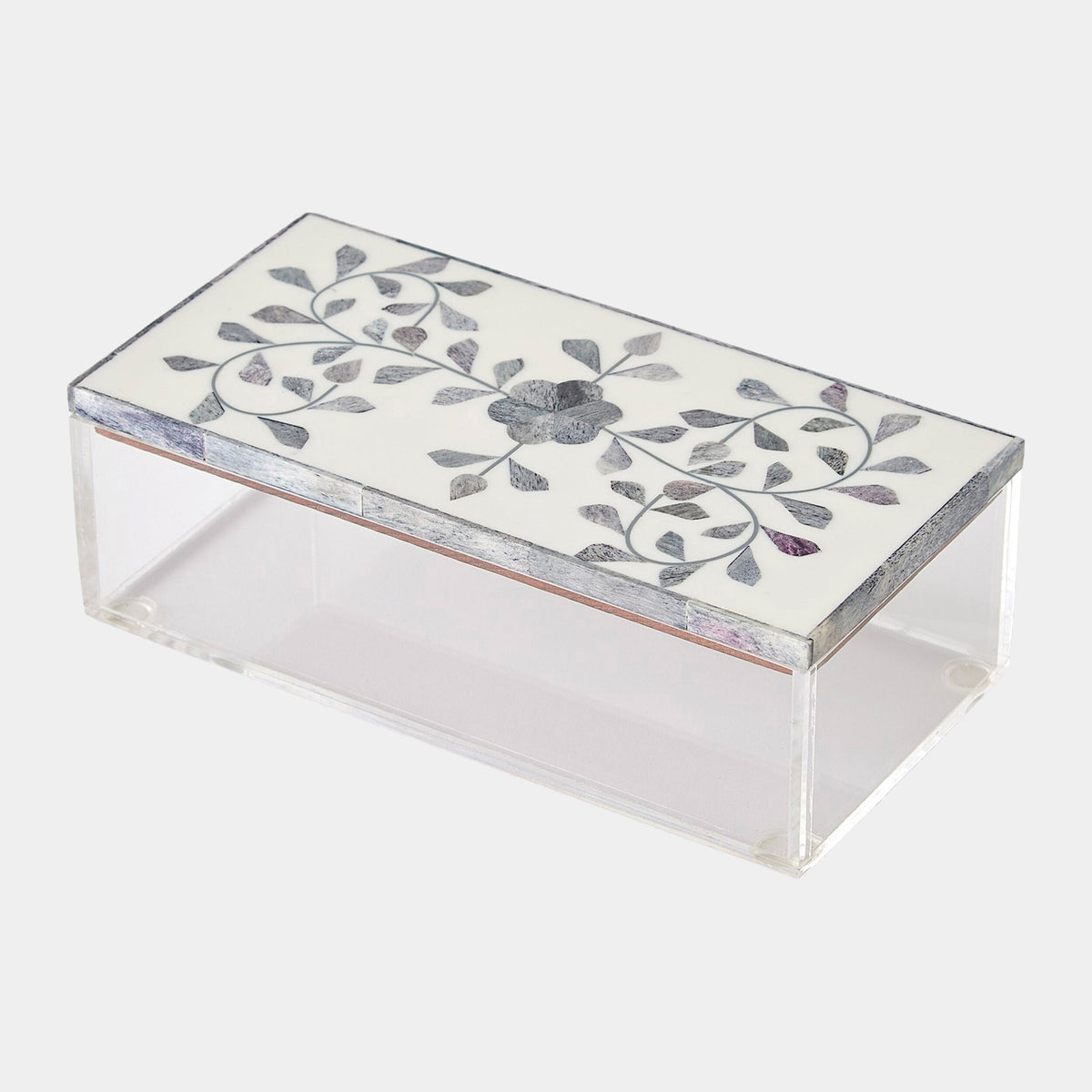 Lacey Inlay Box-Rectangle-Gray/Cream