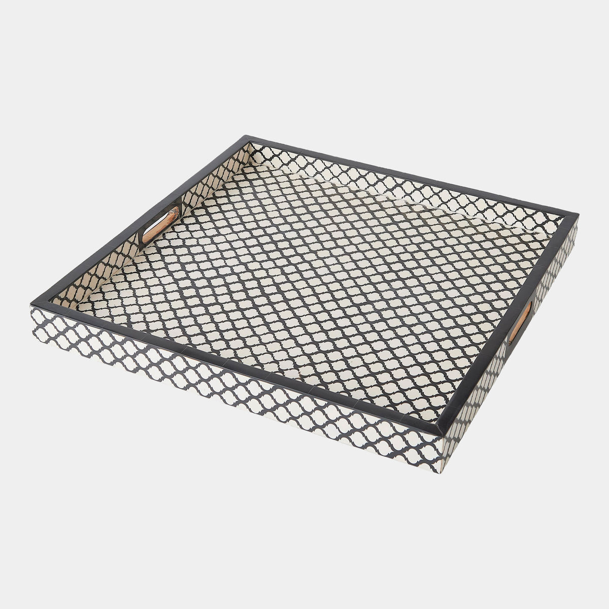 Moroccan Resin Square Tray-Black/White