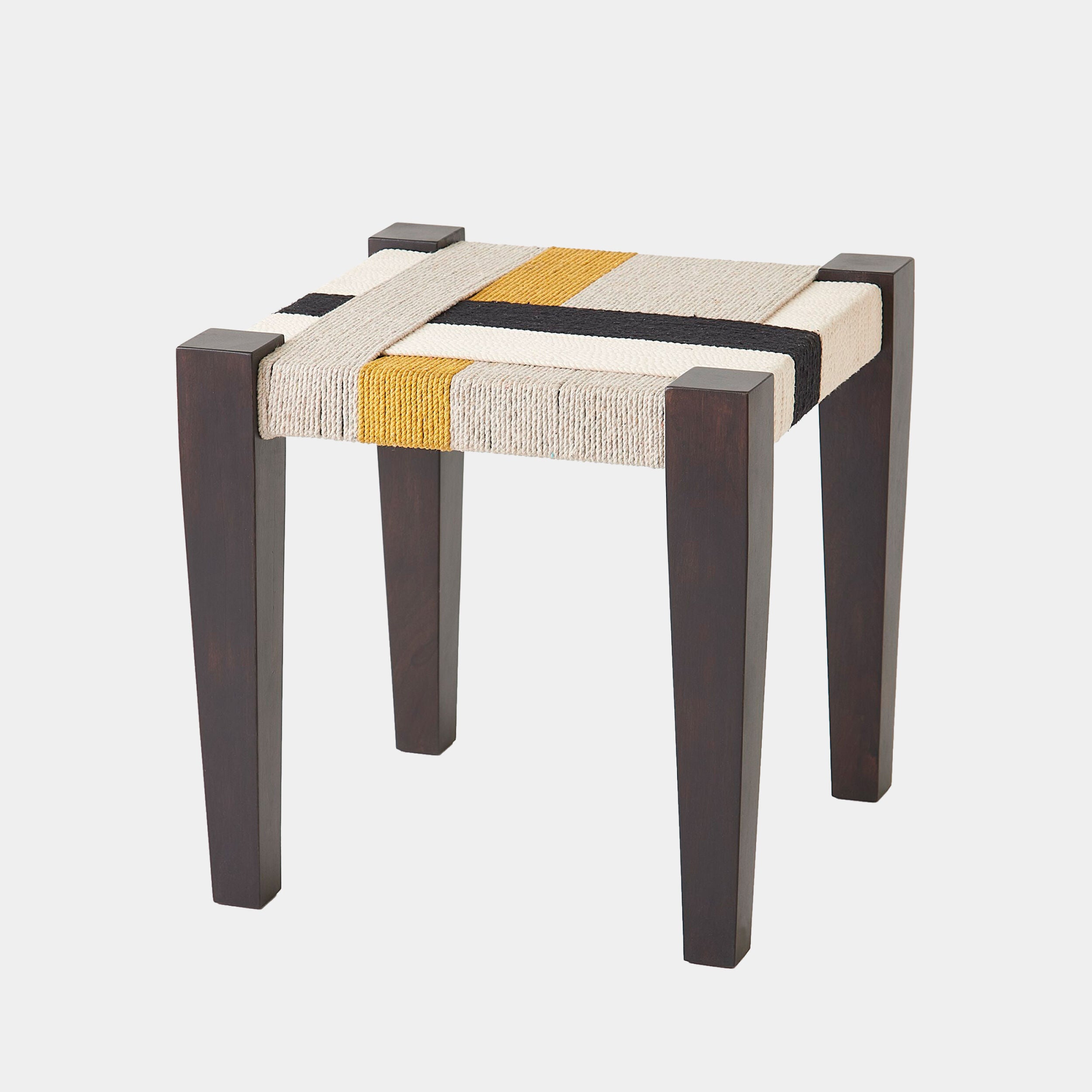 Fiori Jute Stool-Black/Gray/White/Yellow