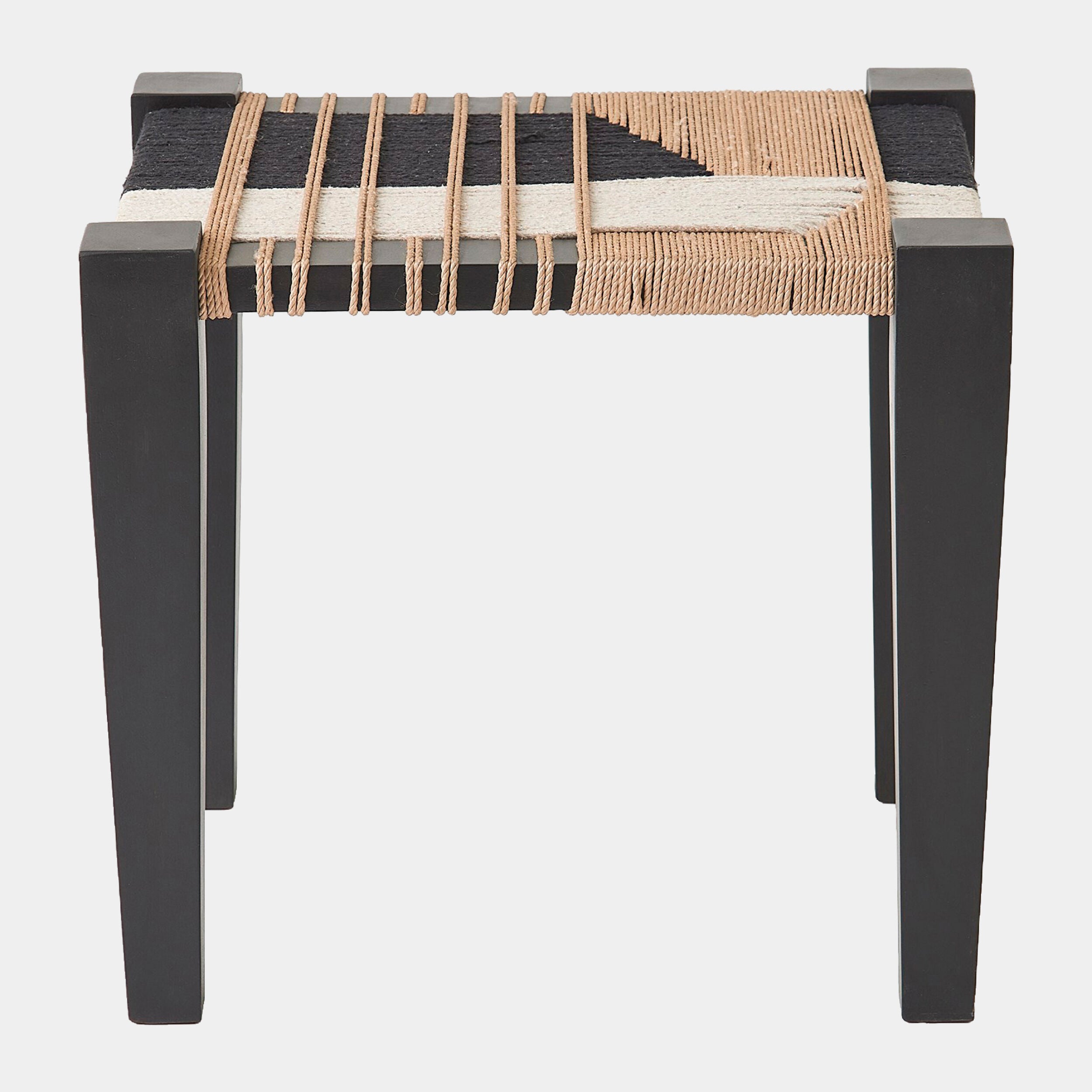 Fiori Jute Stool-Black/White/Natural