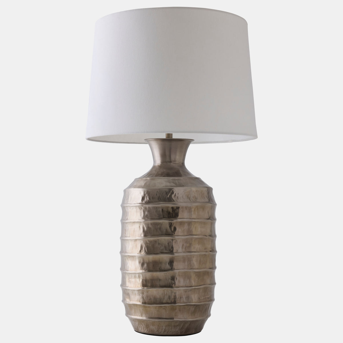 Ribbed Table Lamp-Antique Silver