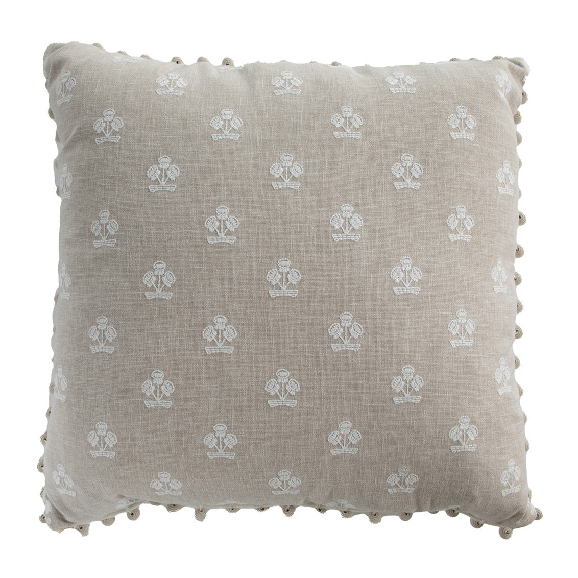 Flower Basket Linen Feather 20x20