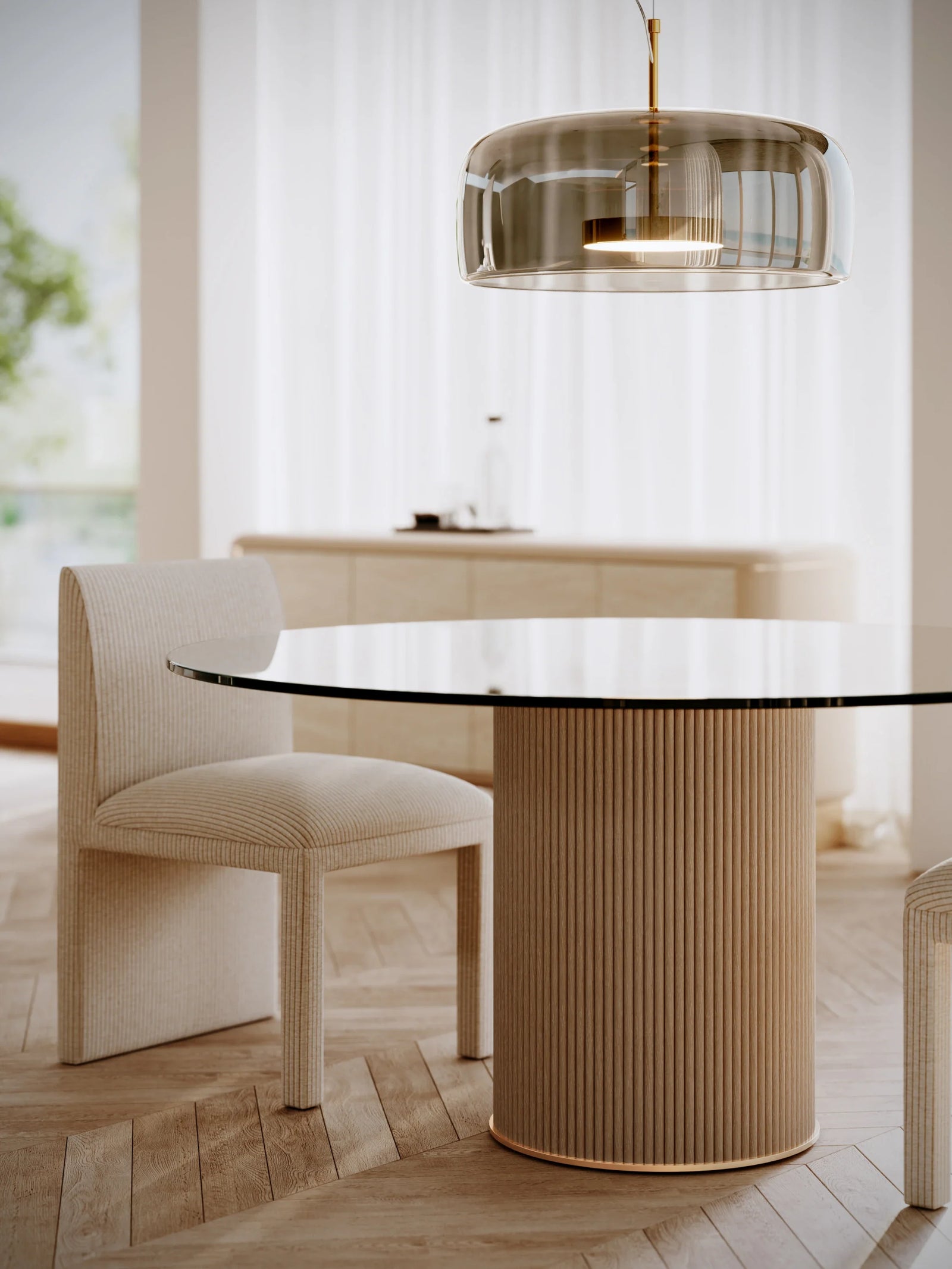 Rhythm Round Glass Top Dining Tbl