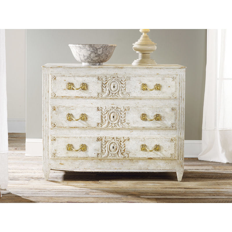Carved and Painted 3 Drawer Chest