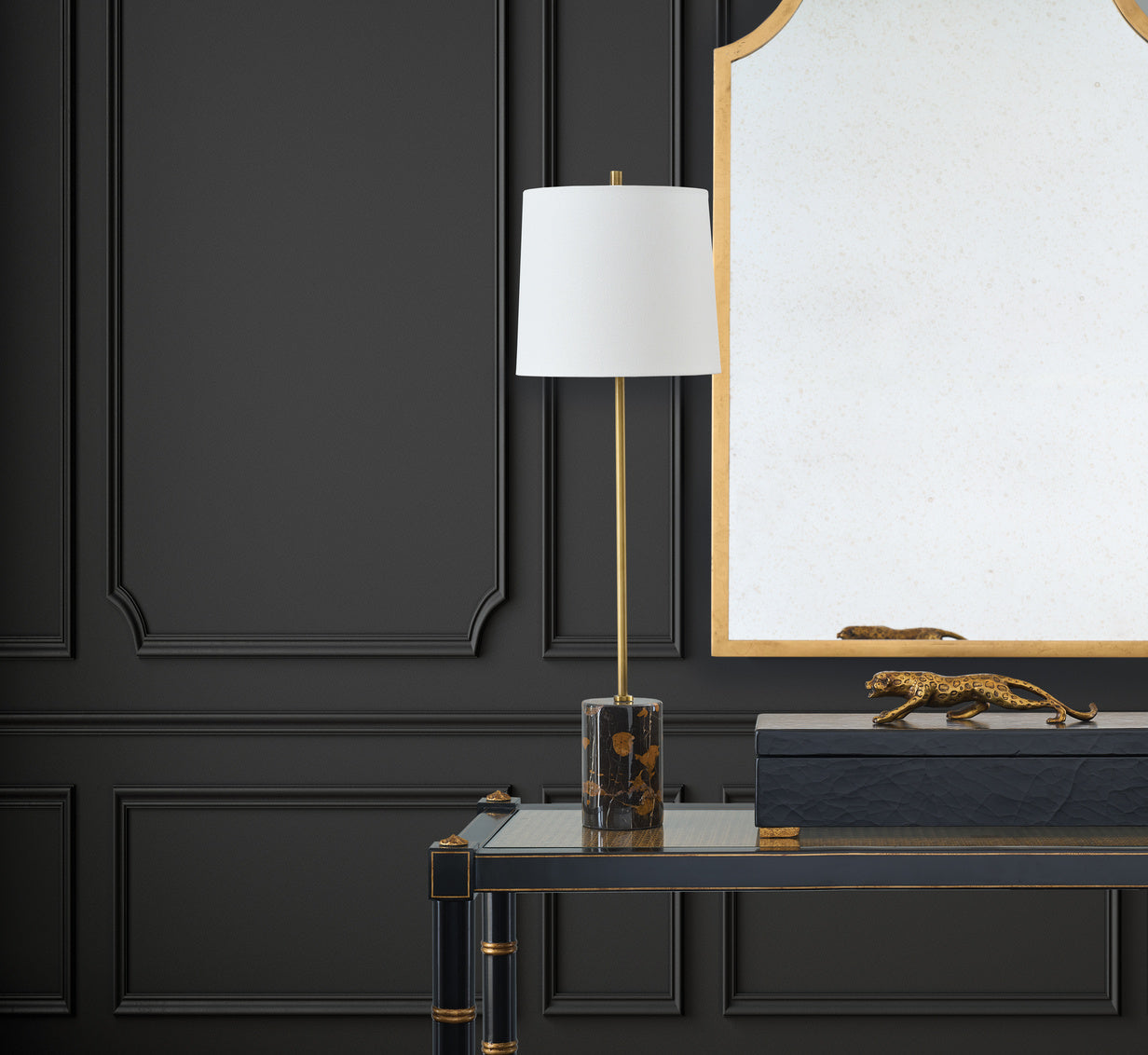 Lambeth Table Lamp-Brown Marble in 32 / Metal - Chelsea House