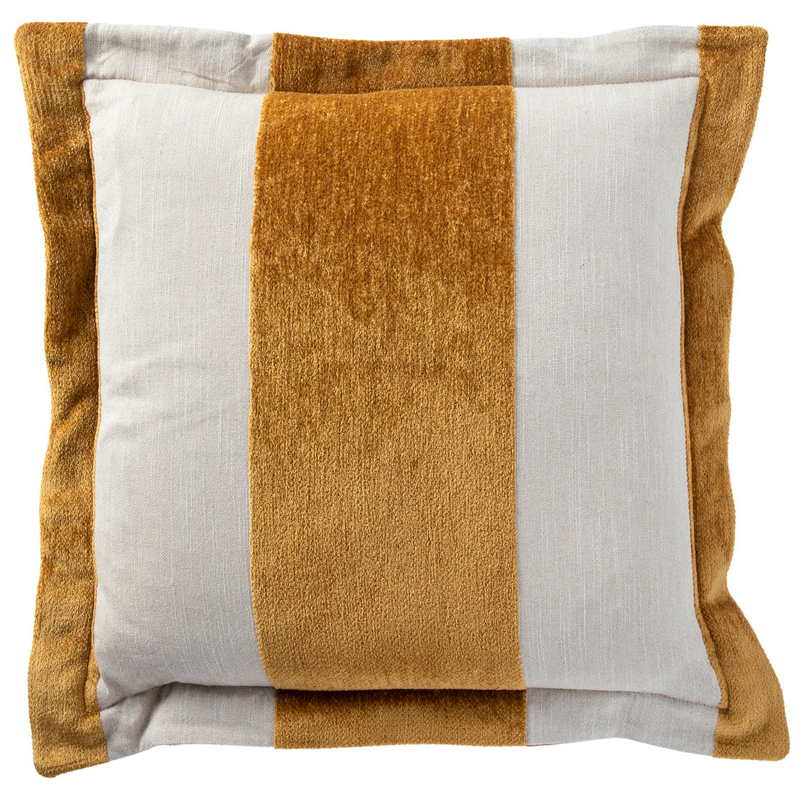 Wide Stripe Chenille Mustard Poly 24x24